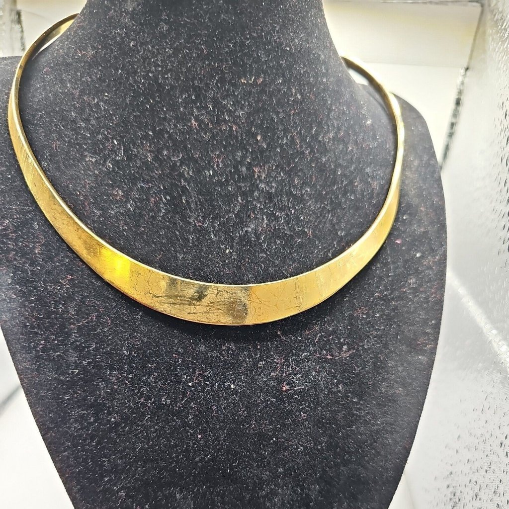 Necklace Collar Solid Choker Lobster Clasp Gold Tone